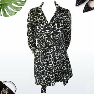 Short Trench Coat Jacket Animal Print